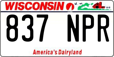 WI license plate 837NPR