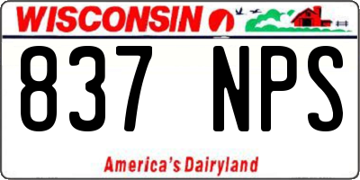 WI license plate 837NPS