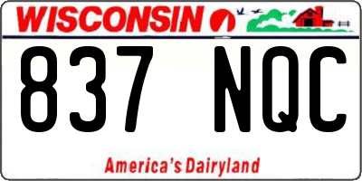 WI license plate 837NQC