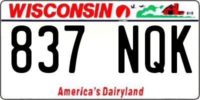 WI license plate 837NQK
