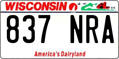 WI license plate 837NRA