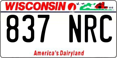 WI license plate 837NRC