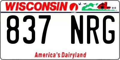 WI license plate 837NRG