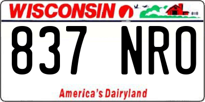 WI license plate 837NRO