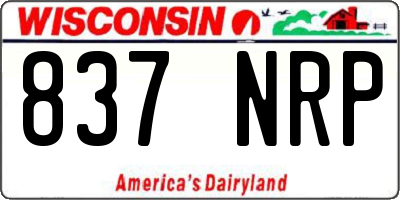 WI license plate 837NRP