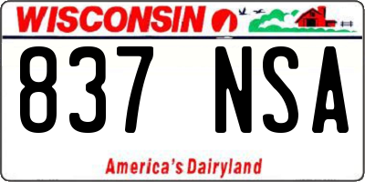 WI license plate 837NSA