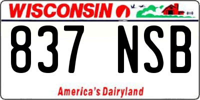 WI license plate 837NSB