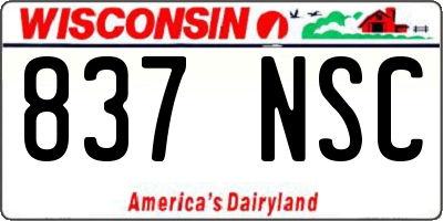 WI license plate 837NSC