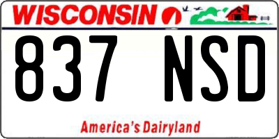WI license plate 837NSD