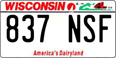 WI license plate 837NSF