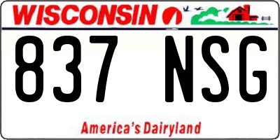 WI license plate 837NSG