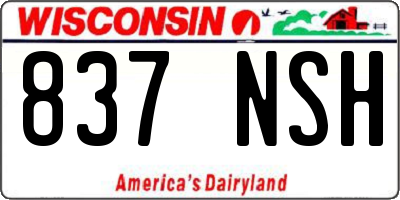 WI license plate 837NSH