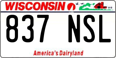 WI license plate 837NSL