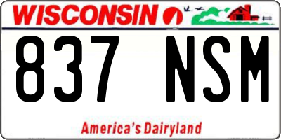 WI license plate 837NSM