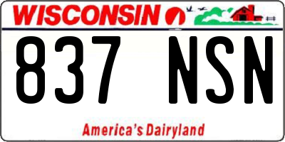 WI license plate 837NSN