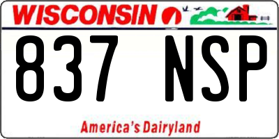 WI license plate 837NSP