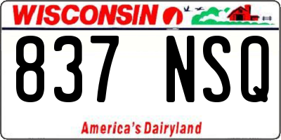 WI license plate 837NSQ