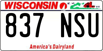 WI license plate 837NSU