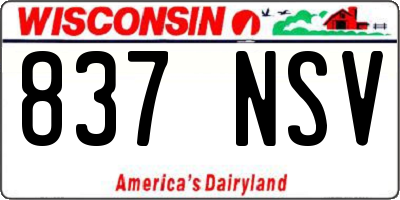 WI license plate 837NSV