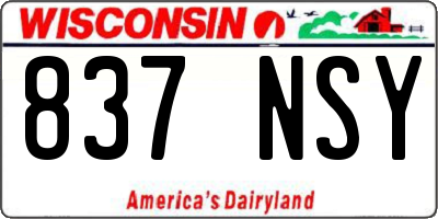 WI license plate 837NSY