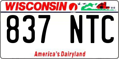 WI license plate 837NTC