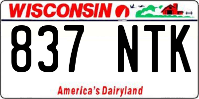 WI license plate 837NTK