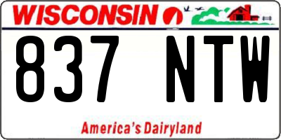 WI license plate 837NTW