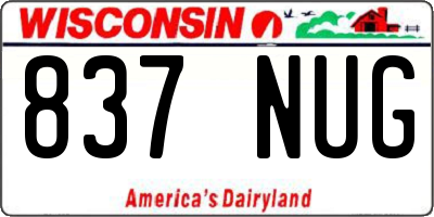 WI license plate 837NUG
