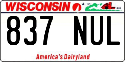 WI license plate 837NUL