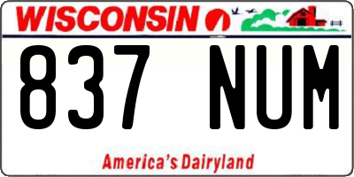 WI license plate 837NUM