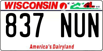 WI license plate 837NUN