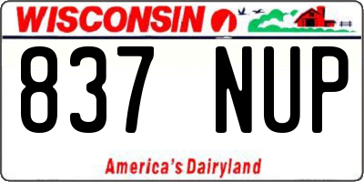 WI license plate 837NUP