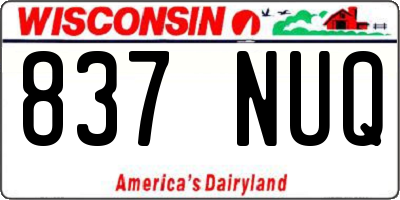 WI license plate 837NUQ