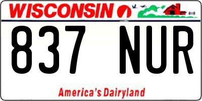 WI license plate 837NUR