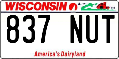WI license plate 837NUT