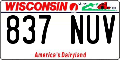 WI license plate 837NUV