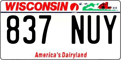 WI license plate 837NUY