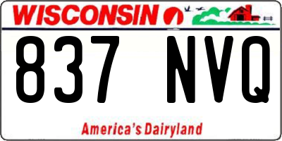 WI license plate 837NVQ