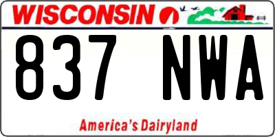WI license plate 837NWA
