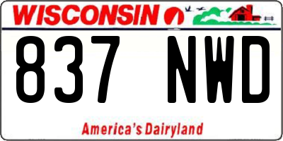 WI license plate 837NWD