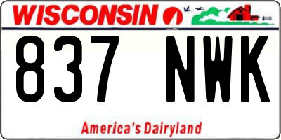 WI license plate 837NWK