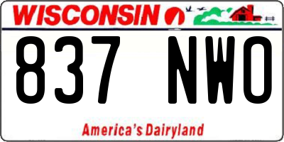 WI license plate 837NWO