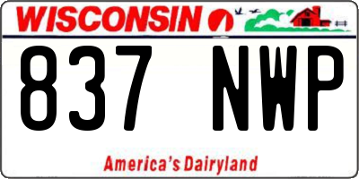 WI license plate 837NWP