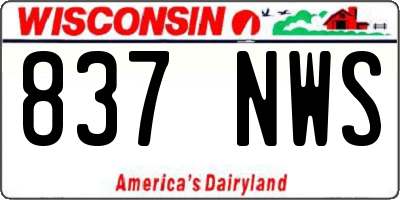 WI license plate 837NWS