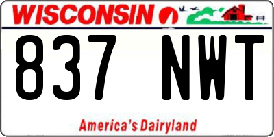 WI license plate 837NWT