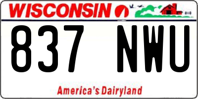 WI license plate 837NWU