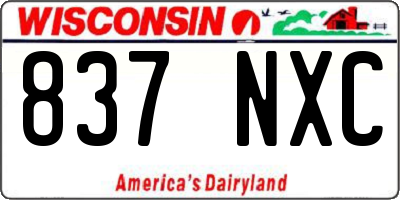 WI license plate 837NXC
