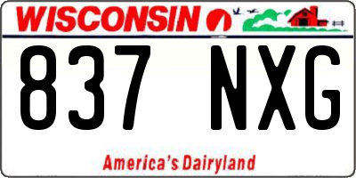 WI license plate 837NXG