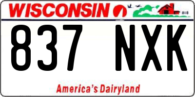 WI license plate 837NXK