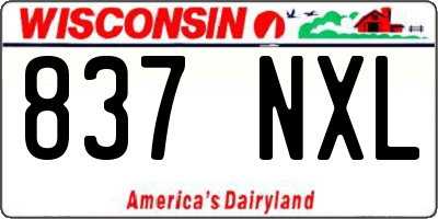 WI license plate 837NXL